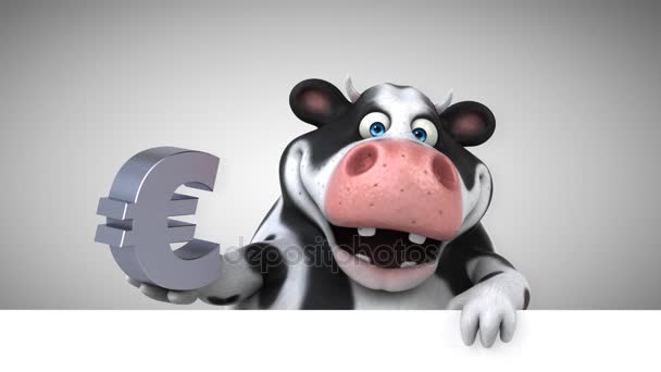 Vache Drôle Personnage Dessin Animé Avec Euro Animation — Video