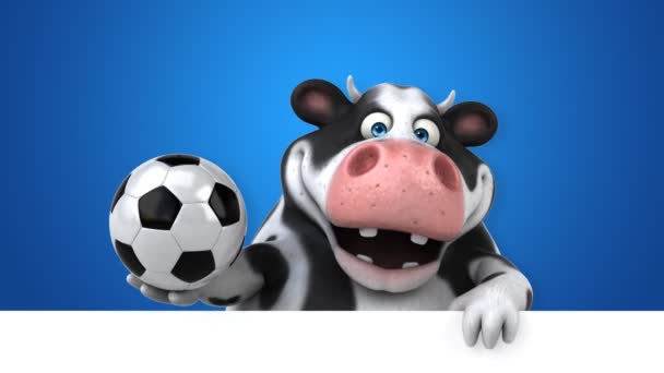 Αγελάδα Χαρακτήρα Κινουμένων Σχεδίων Διασκέδαση Μπάλα Animation — Αρχείο Βίντεο