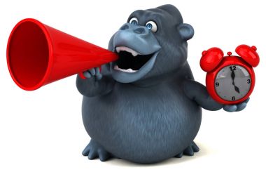 Eğlenceli çizgi film karakteri ile saat - 3d çizim