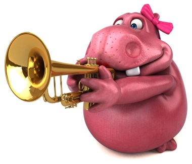 Müzik - 3d çizim eğlenceli çizgi film karakteri