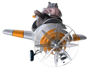 eğlenceli çizgi film karakteri uçakta - 3d çizim
