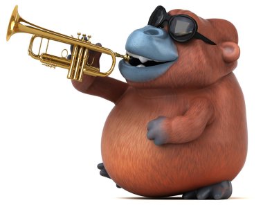 Müzik - 3d çizim eğlenceli çizgi film karakteri