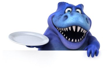 Eğlenceli çizgi film karakteri ile plaka - 3d çizim