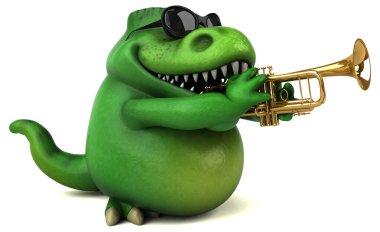 Müzik - 3d çizim eğlenceli çizgi film karakteri