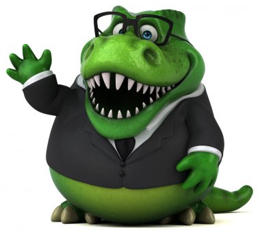 Eğlenceli Trex karikatür karakter - 3d çizim