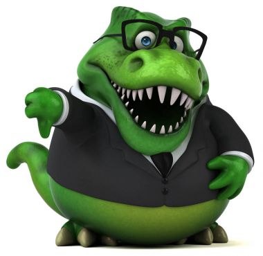 Eğlenceli Trex karikatür karakter - 3d çizim