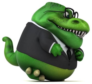 Eğlenceli Trex karikatür karakter - 3d çizim