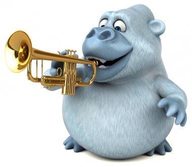 Müzik - 3d çizim eğlenceli çizgi film karakteri