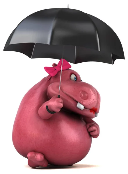 Różowy Hipopotam Cartoon Charakter Ilustracja — Zdjęcie stockowe