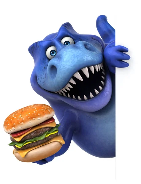 Spaß Cartoon Figur Mit Hamburger Illustration — Stockfoto