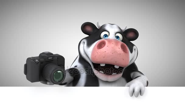Vache Amusant Personnage Dessin Animé Avec Caméra Animation — Video