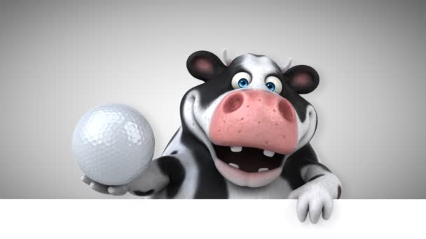 Vaca Fun Personagem Desenho Animado Com Bola Animação — Vídeo de Stock