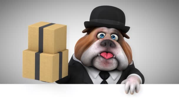 Bulldog Funny Cartoon Character Boxes Animation — Stock Video