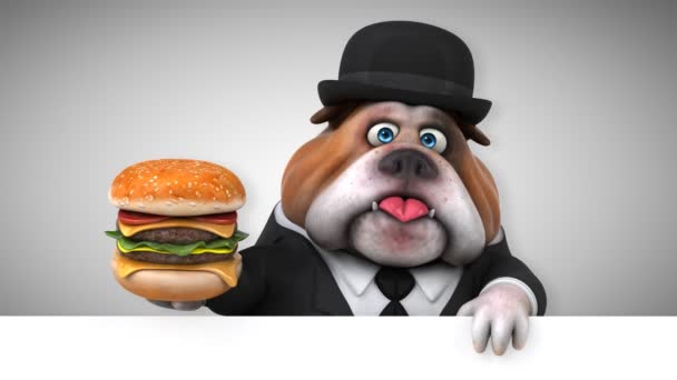 Vcartoon Karaktär Med Hamburger Animation — Stockvideo