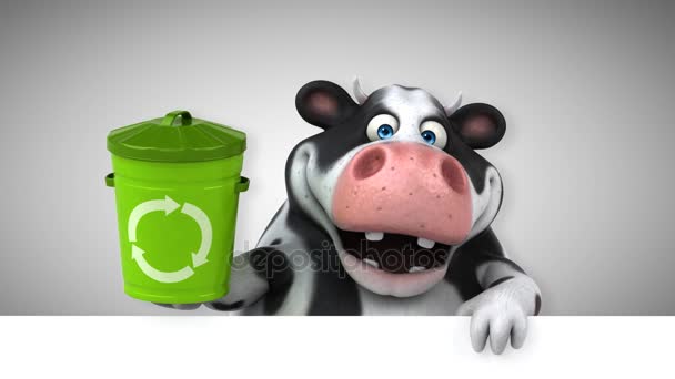 Cow Cartoon Character Bin Animation — Stock Video