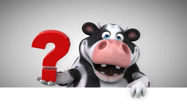 Cow Cartoon Character Question Animation — Stock Video