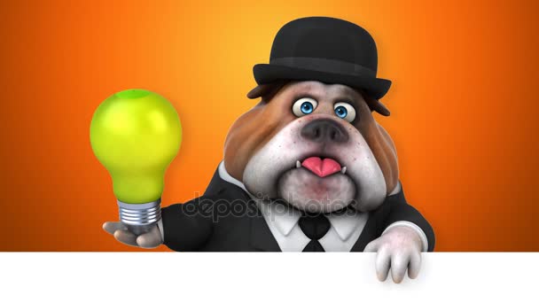 Bulldog Fun Cartoon Character Light Bulb Animation — Stock Video