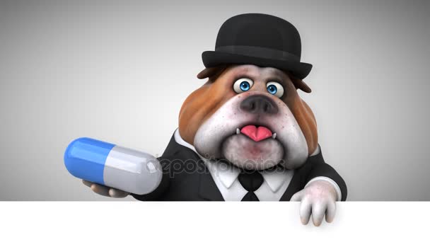 Hap Animasyon Tutan Bulldog Çizgi Film Karakteri — Stok video