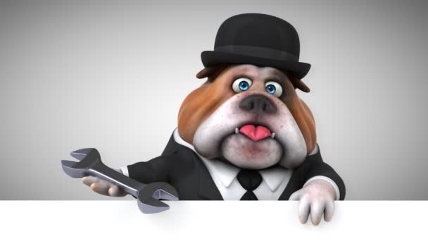 Bulldog Çizgi Film Karakteri Ile Araç Animasyon — Stok video