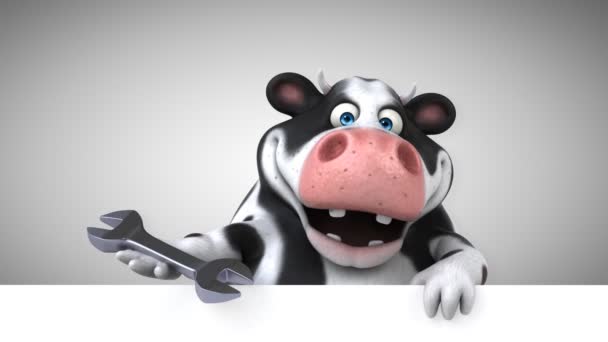 Personaje Dibujos Animados Vaca Con Herramienta Animación — Vídeo de stock