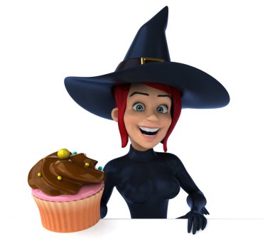 eğlenceli çizgi film karakteri cupcake - 3d çizim ile