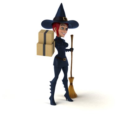 -3d çizim eğlenceli çizgi film karakteri ile kutuları