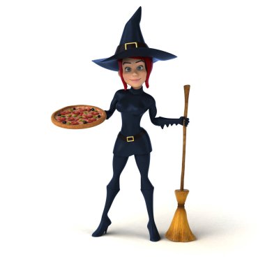 Pizza - 3d çizim ile eğlenceli çizgi film karakteri