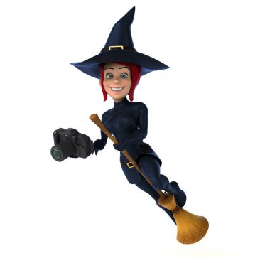 Eğlenceli çizgi film karakteri ile fotoğraf makinesi - 3d çizim