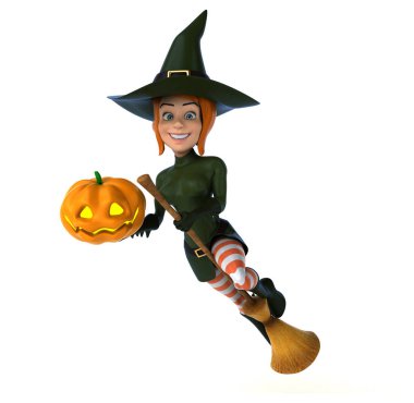 Seksi cadı çizgi film karakter - 3d çizim