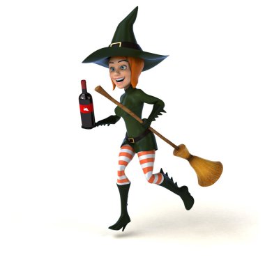 Şaraplı komik çizgi film karakteri - 3D İllüstrasyon