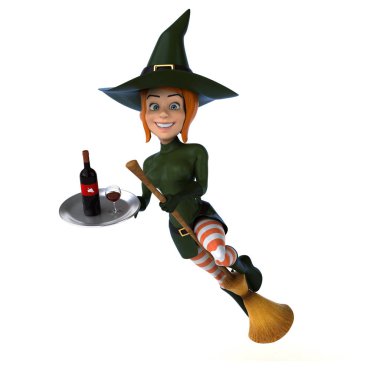 Şaraplı komik çizgi film karakteri - 3D İllüstrasyon