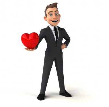 eğlenceli çizgi film karakteri ile kalp - 3d çizim