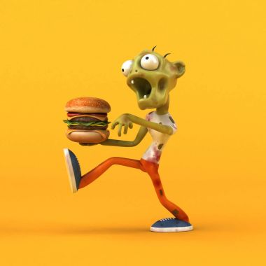 Hamburger - 3d çizim ile eğlenceli çizgi film karakteri