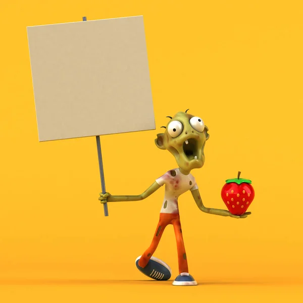 Leuk Personage Met Aardbei Illustratie — Stockfoto