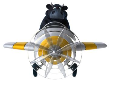 eğlenceli çizgi film karakteri uçakta - 3d çizim