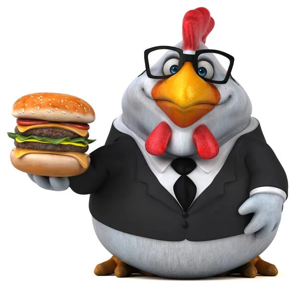 Spaß Cartoon Figur Mit Hamburger Illustration — Stockfoto