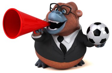 Eğlenceli çizgi film karakteri ile topu - 3d çizim