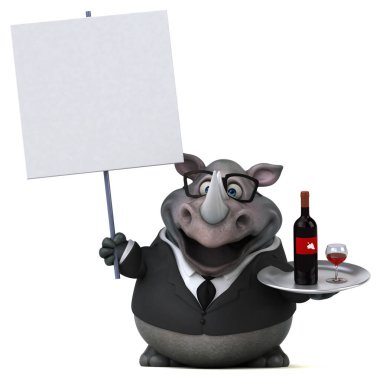 Şaraplı komik çizgi film karakteri - 3D İllüstrasyon