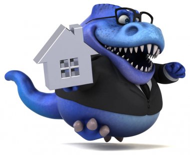 Eğlenceli çizgi film karakteri ile ev - 3d çizim