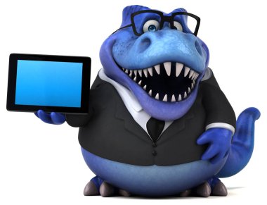 Eğlenceli çizgi film karakteri ile tablet - 3d çizim