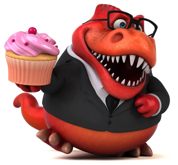 Personagem Desenho Animado Divertido Com Cupcake Ilustração — Fotografia de Stock