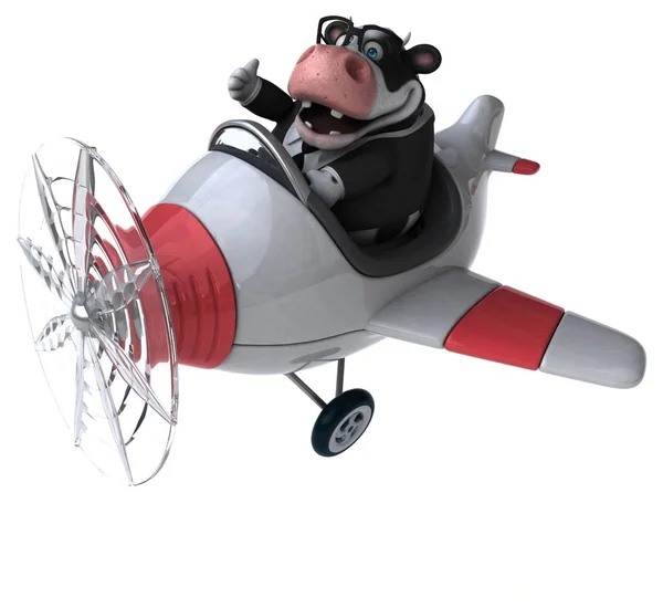 Eğlenceli Çizgi Film Karakteri Uçakta Çizim — Stok fotoğraf