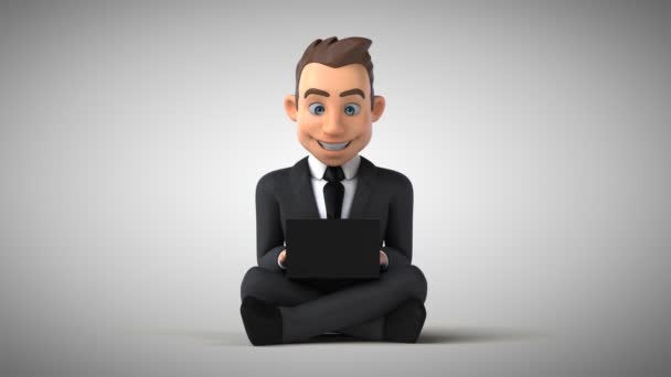 Fun Businessman Character Coding Animation — Stock Video