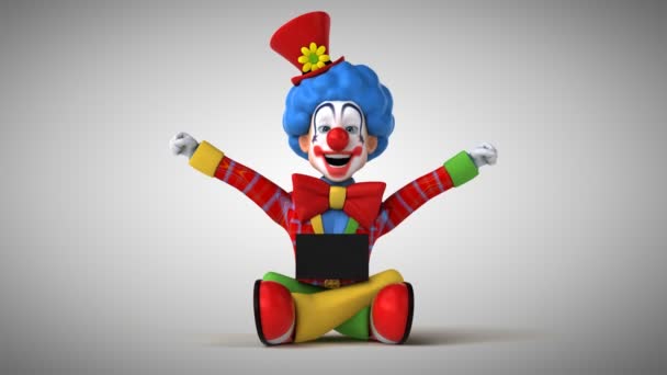 Cartoon Karakter Clown Codering Animatie — Stockvideo