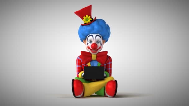 Cartoon Character Clown Coding Animation — Stock Video