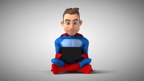 Fun Superhero Character Coding Animation — Stock Video