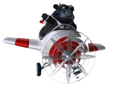 çizgi film karakteri uçakta - 3d çizim