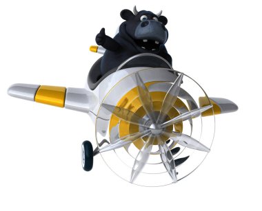 çizgi film karakteri uçakta - 3d çizim