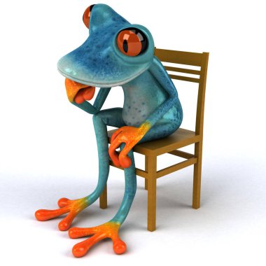 Eğlenceli kurbağa karikatür karakter - 3d çizim