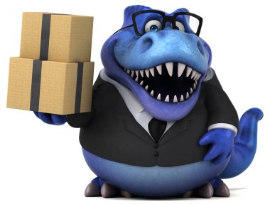 -3d çizim eğlenceli çizgi film karakteri ile kutuları